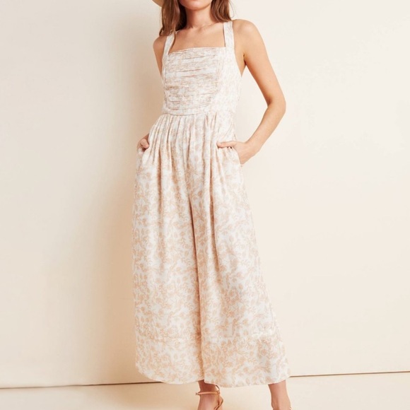 Anthropologie Cream Pink Floral Jumpsuit - Picture 7 of 16